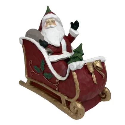 Enfeite Natalino Papai Noel no Trenó com Árvore 14x8,2cm