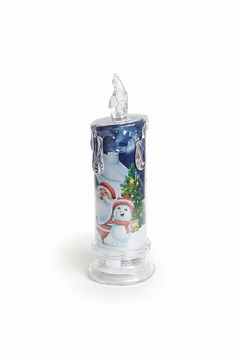 Vela Led com Estampas Natalinas 18cm Acílico - Wincy.