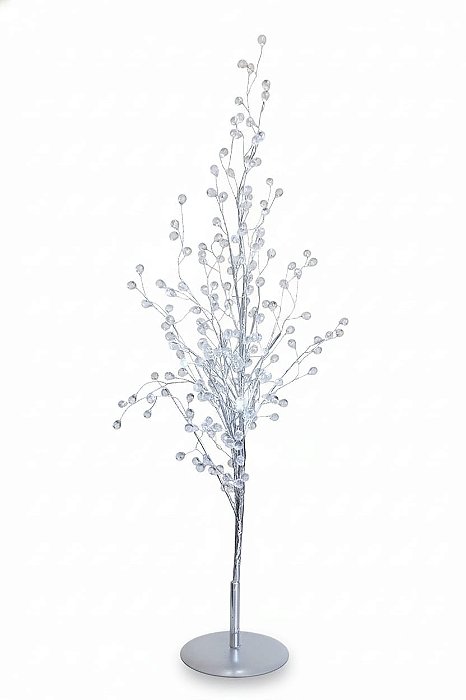 Árvore de Metal Prata com Cristais 55cm Natal uso Permanentes.