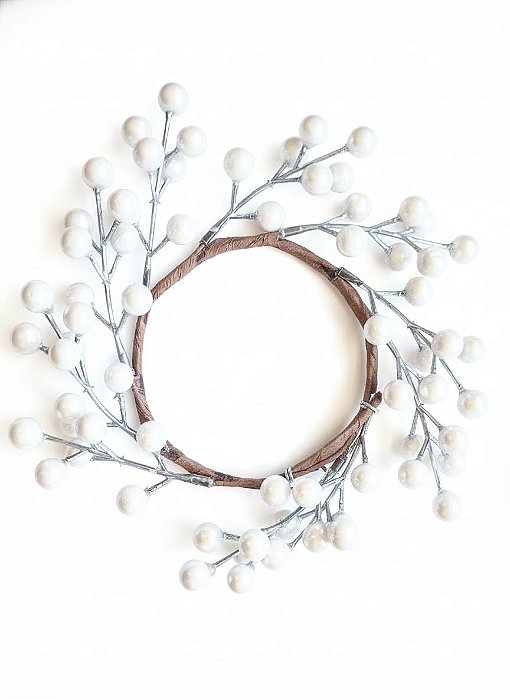 Guirlanda Porta Velas Natalinas Uso Frequente Berries Branca Peroladas