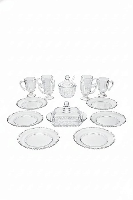 Kit Mesa Posta Pra Servir  Café/Chá 15 Peças Cristal.