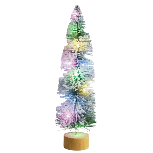 Árvore de Natal Topiaria Nevada com Leds Coloridas 30cm