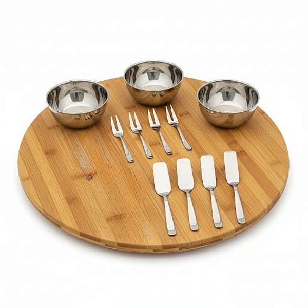 Conjunto 12peças Tábua Giratória Ø30cm para Servir Petiscos.