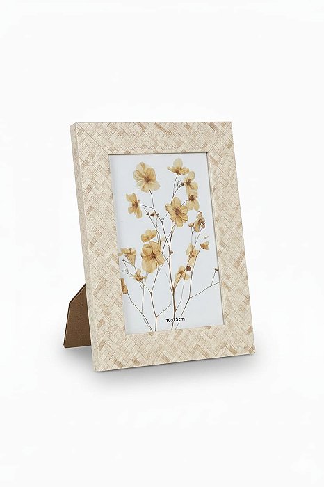 Porta Retrato Para Foto de 10x15cm Poliestireno Trançado Bege e Marrom