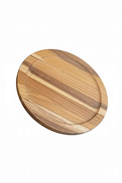 Prato para Servir Churrasco Ø27x2cm Madeira Teca Woodart.