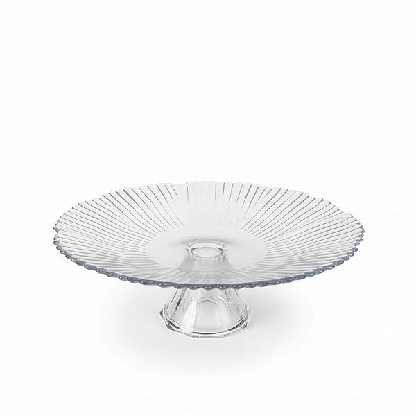 Prato de Vidro com Pé para Servir Bolos / Doces Veneza 22,8x22,8x5cm