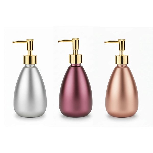Porta Sabonete Líquido de Vidro Grace 400ml Cores Metalizadas