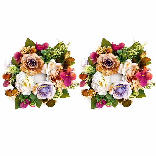 Guirlandas Bobeche para Castiçais 2 Peças 18cm Lilás Azul Branco e Dourado