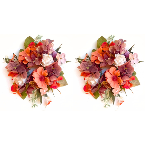 Guirlandas Bobeches Para Castiçais Ø18cm com Folhagens e Flores Hortênsias Camelhas e Mini Margaridas