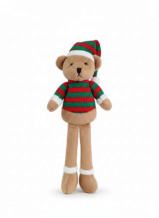 Urso de Pelúcia Sentado Natalino / Uso Frequente 20cm