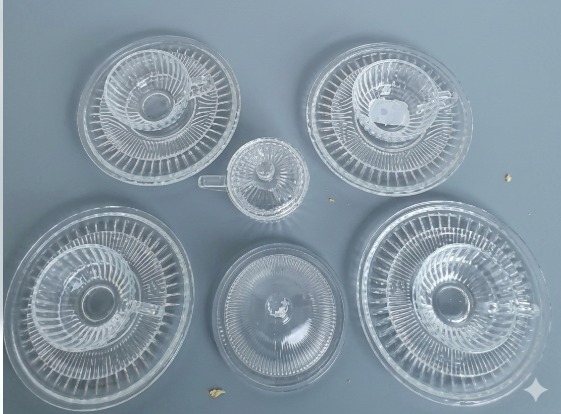 Jogo Chá 180ml 15 Pç Cristal/Vidro Canelado