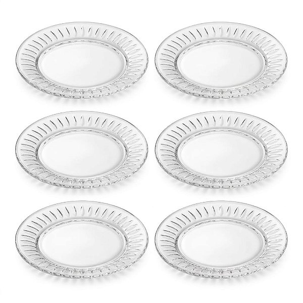Jogo Com 6 Pratos de Sobremesa Cristal Radial Lyor