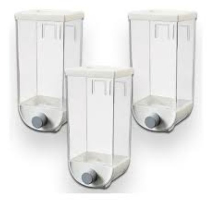 Kit com 3 Dispensers de Grãos Cereais e Alimentos Seco de Parede
