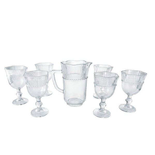 Jogo Jarra 1250ml 6 Taças 330ml Vidro - Linox