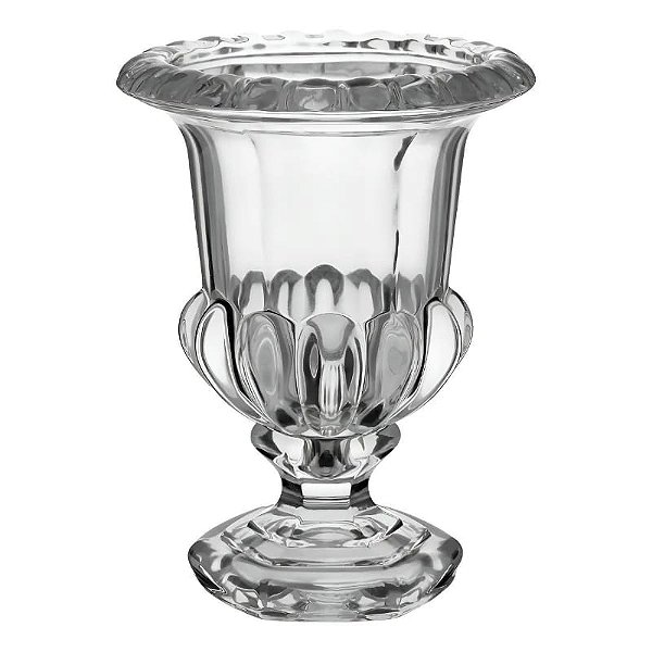 Vaso Grande de Vidro Transparente Base Hexagonal 26x21cm