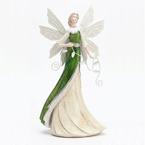 Anjo Decorativo com Folhas 39cm Madreperola Metal