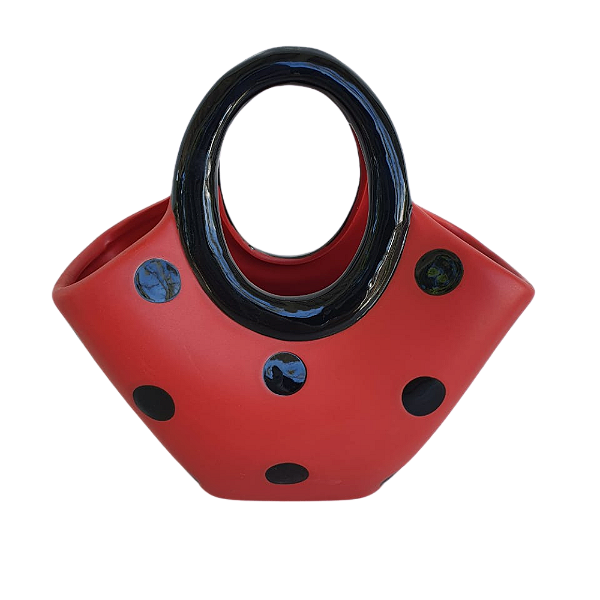 Vaso Cachepot Bolsa Cerâmica Retrô 19x19x11cm Saldão