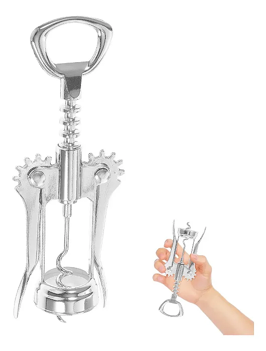 Saca Rolhas Manual Liga de Zinco e Inox 3,5x6x6,5cm