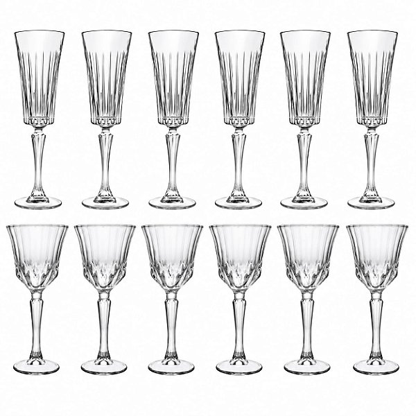 Jogo Com 12 Taças de Cristal Belle Jour Champanhe Vinho Wolff