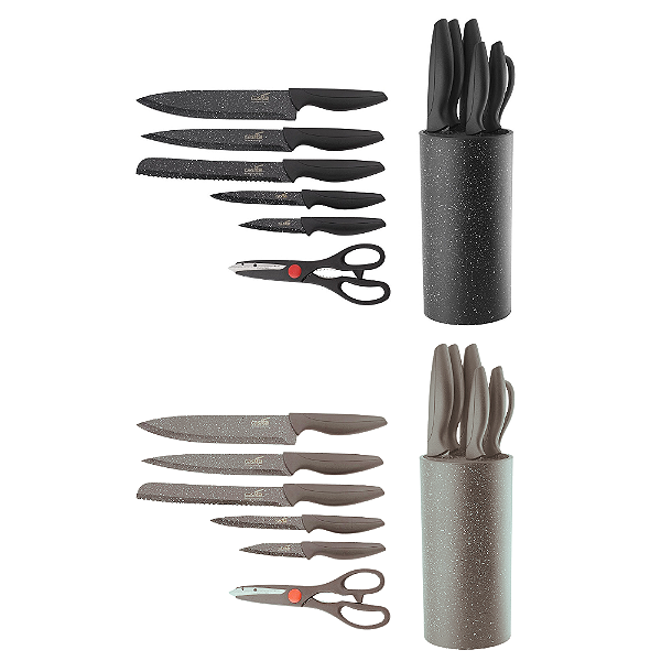Jogo de Facas Completo para Cozinha com Suporte 7 Peças