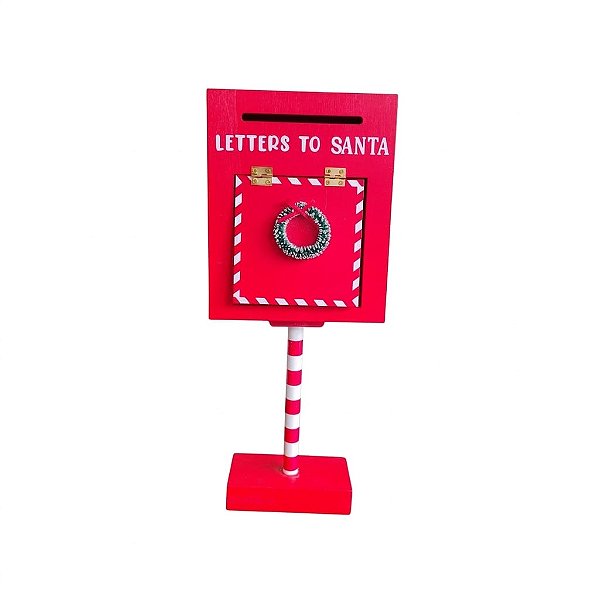 Caixa de Correios Natalino 38,5cm Com Pé Escrito Letters To Santa