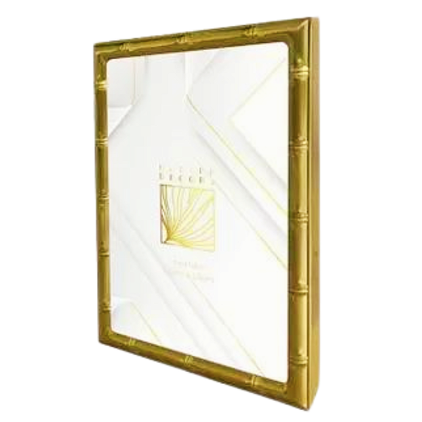 Porta Retrato Para Fotos 13x18cm Aço Escovado Dourado Modelo Bambu
