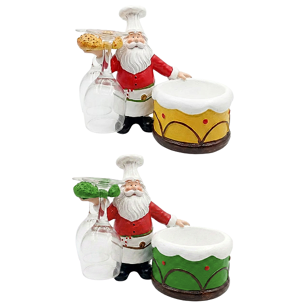 Suporte Modelo Natalino Para Garrafa de Vinho com 2 Taças