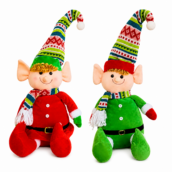 Enfeite Natalino Duende Sentado 53cm Menino ou Menina