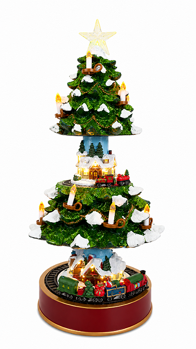 Árvore de Natal Enfeite De Mesa com Luz Som e Movimento 57cm Wincy