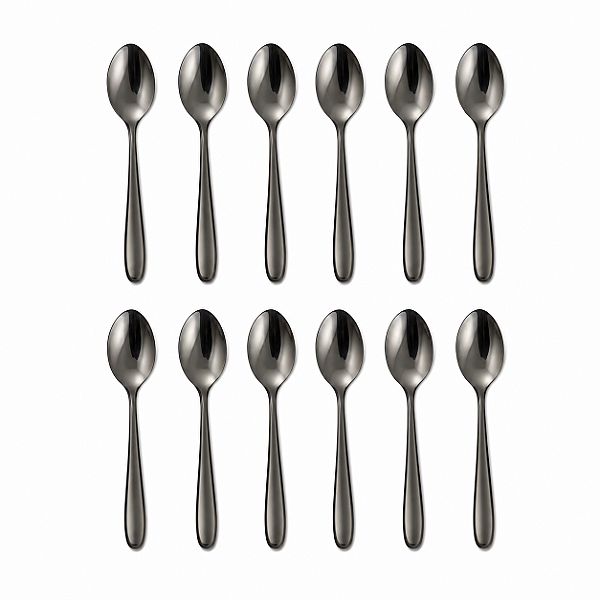 Jogo com 12 Colheres para Sobremesa Aço Inox Preto Gastro Lyor