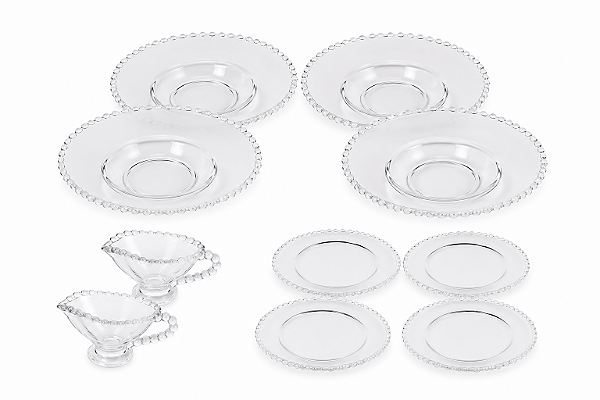 Jogo para Servir Risotos e Sobremesas Cristal Linha Pearl 10 Peças