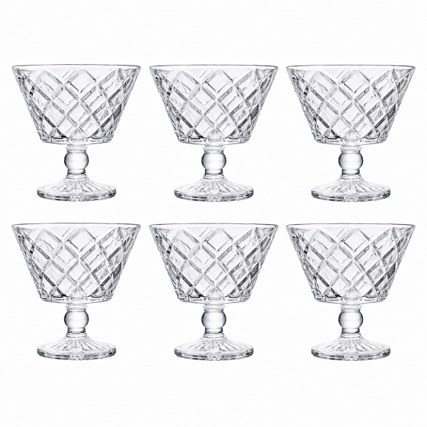 Jogo com 6 Taças para Sobremesas 160ml Diamante Vidro Lyor