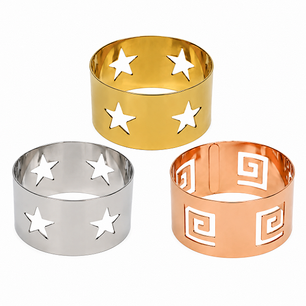 Jogo com 6 Anéis Porta Guardanapos 5cm Metal Vazado