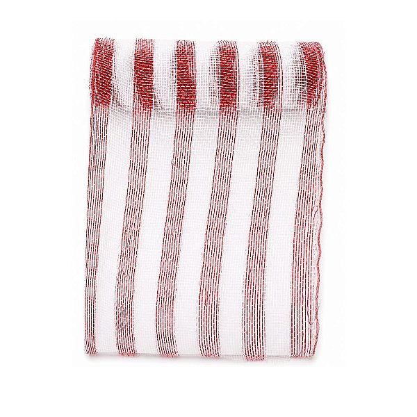 Tela Decorativa Polipropileno Listrado Vermelho e Branco 26cmx5m