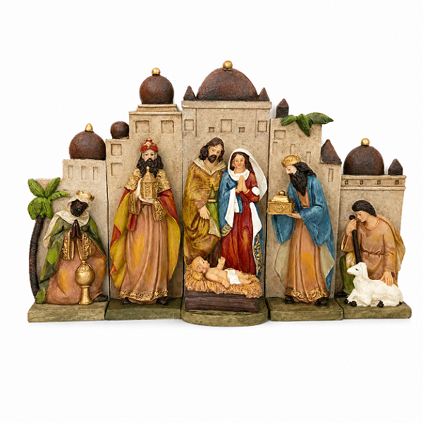 Presépio de Natal Vintage 5 Figuras 32x5x21cm Poliresina