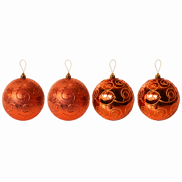 Jogo com 4 Bolas de Natal 10cm Rose Gold Composée com Arabescos
