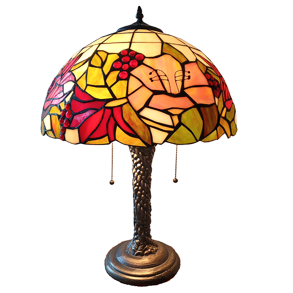 Abajur Tiffany em Pasta de Vidro e Pé de Bronze 60cm Importado