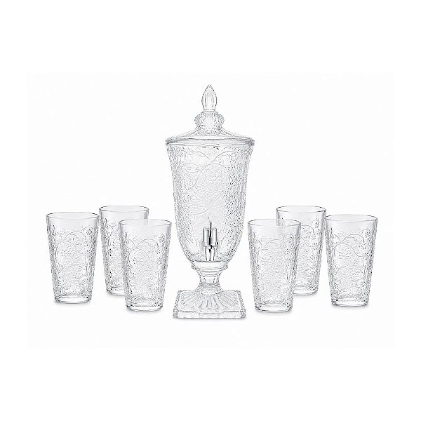 Conjunto de Suqueira 2L Com Copos Daisy 7 Peças Cristal Wolff