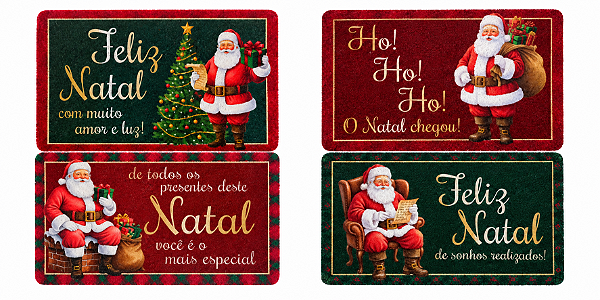 Jogo com 2 Capachos Natalinos Vintage 58x38cm Policloreto de Vinila