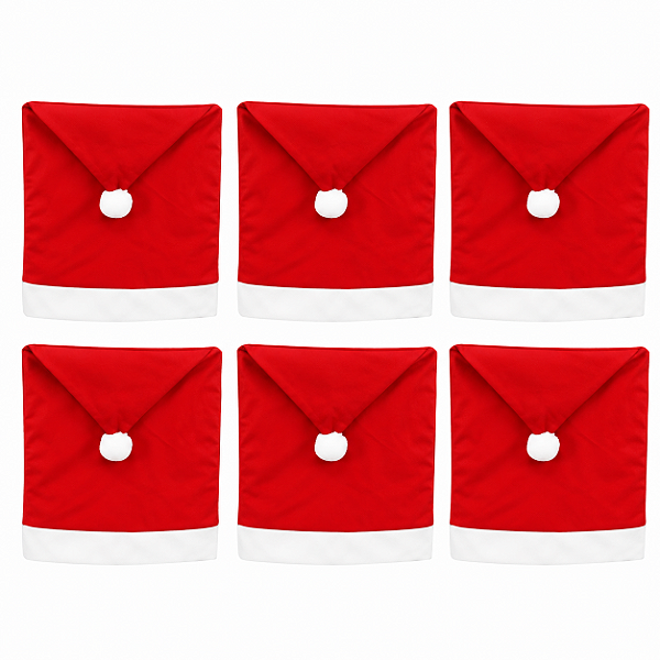 Jogo Com 6 Capas Para Encosto de Cadeira Modelo Gorro Natalino