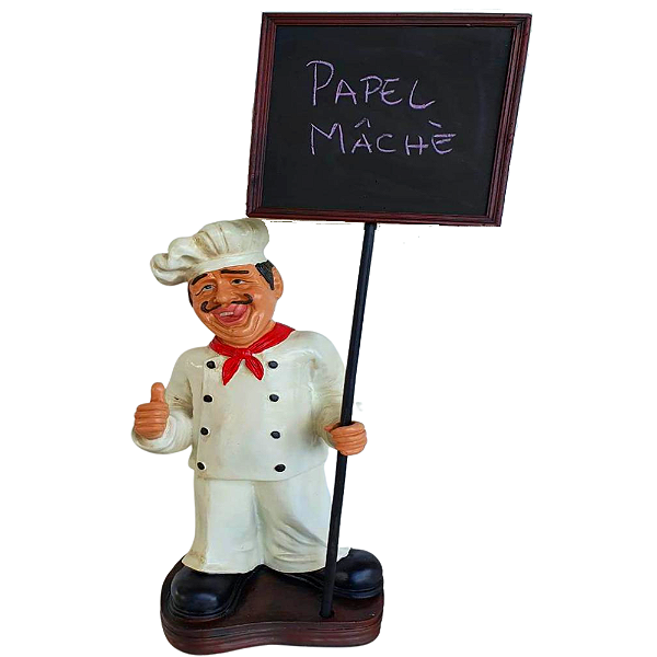 Escultura Estátua Chefe de Cozinha Com Quadro De Giz.106cm