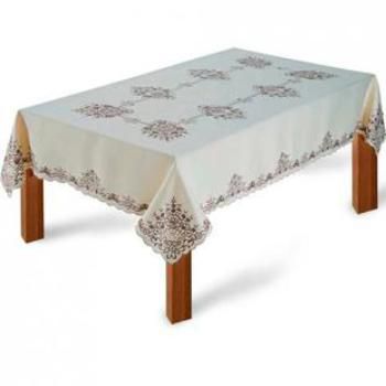Toalha De Mesa Retangular 176x315cm Shantung Bordado Vazado Saldão