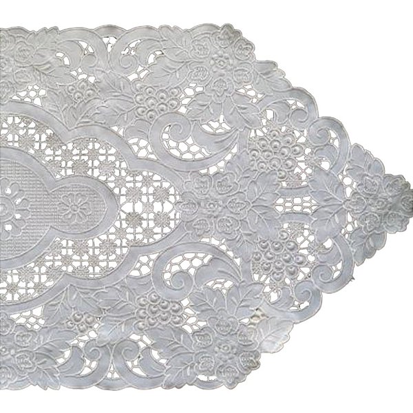 Caminho de Mesa Branco Vazado Com Bordado 40x223cm - Rafimex.