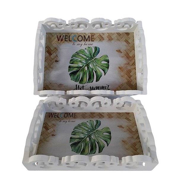 Kit com 2 Bandejas Madeira Corte Laser