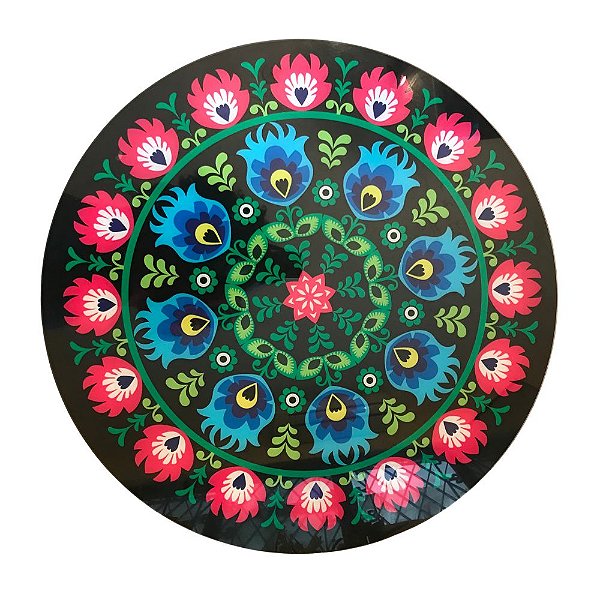 Centro de Mesa Prato Giratório Gravura Vidro Ø 78cm Frida Kahlo