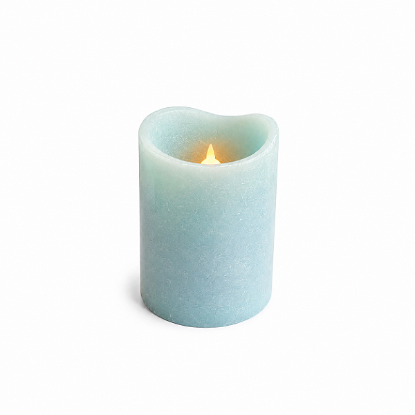 Vela Parafina e Led 10cm Cor Azul Chama Oscila Branco Quente