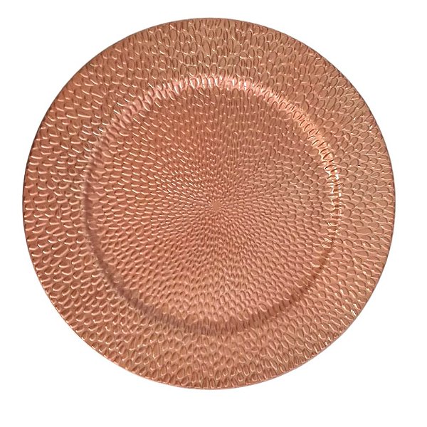 Jogo Com 2 Sousplats Bandejas Gotas em Relevo Rose Glod 33cm.