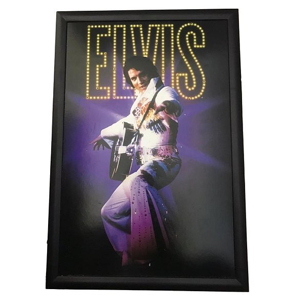 Quadro Retrô Elvis Iluminado com 27 Leds - Tomada ou Pilhas