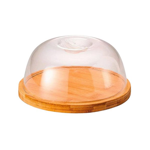 Queijeira Base Bambu Tampa Acrílico 19cm