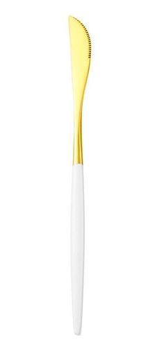 Jogo c/ 6 Facas Slim Dourado Branco Pvd Fullfit